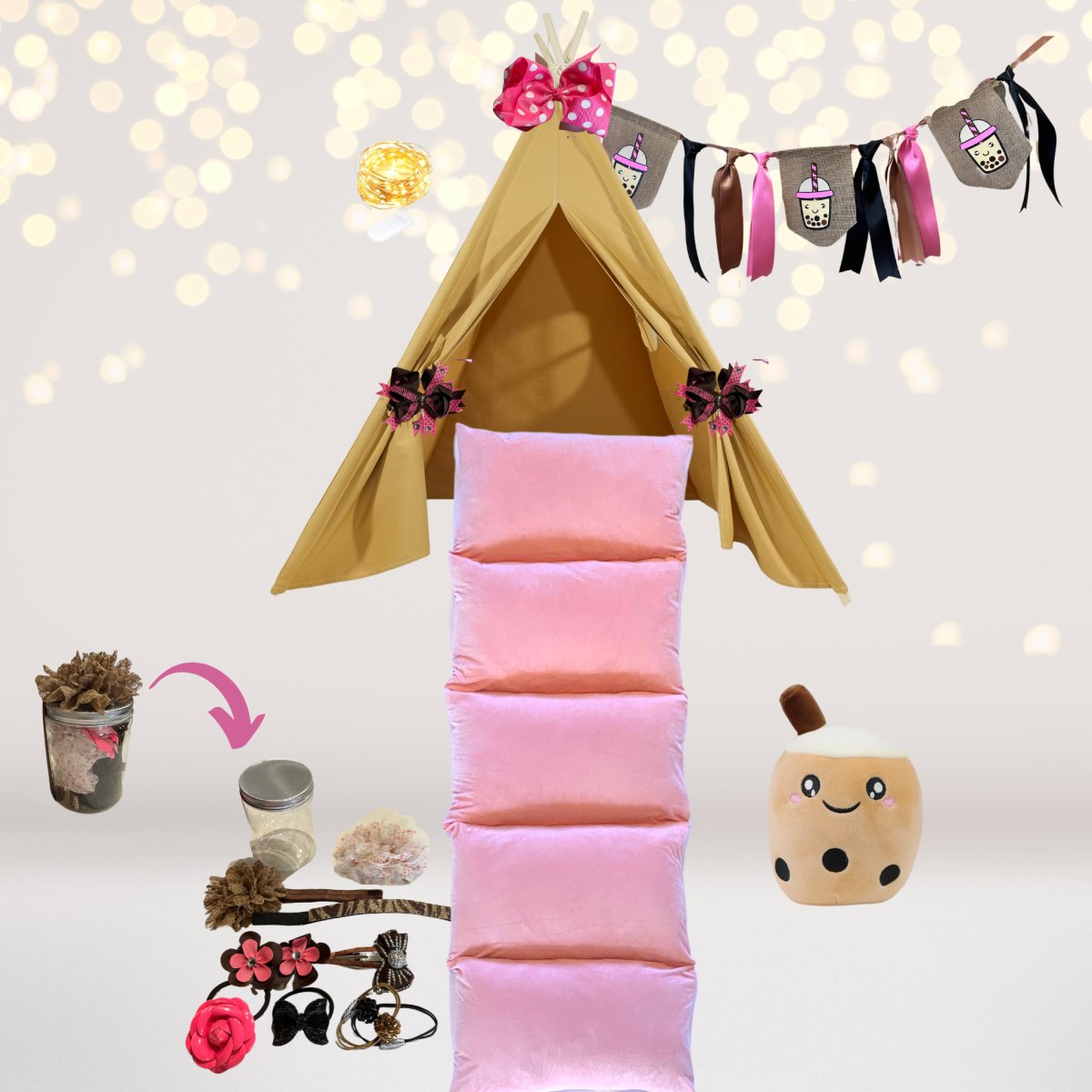 Boba Tea Children's Teepee Tent Gift Set