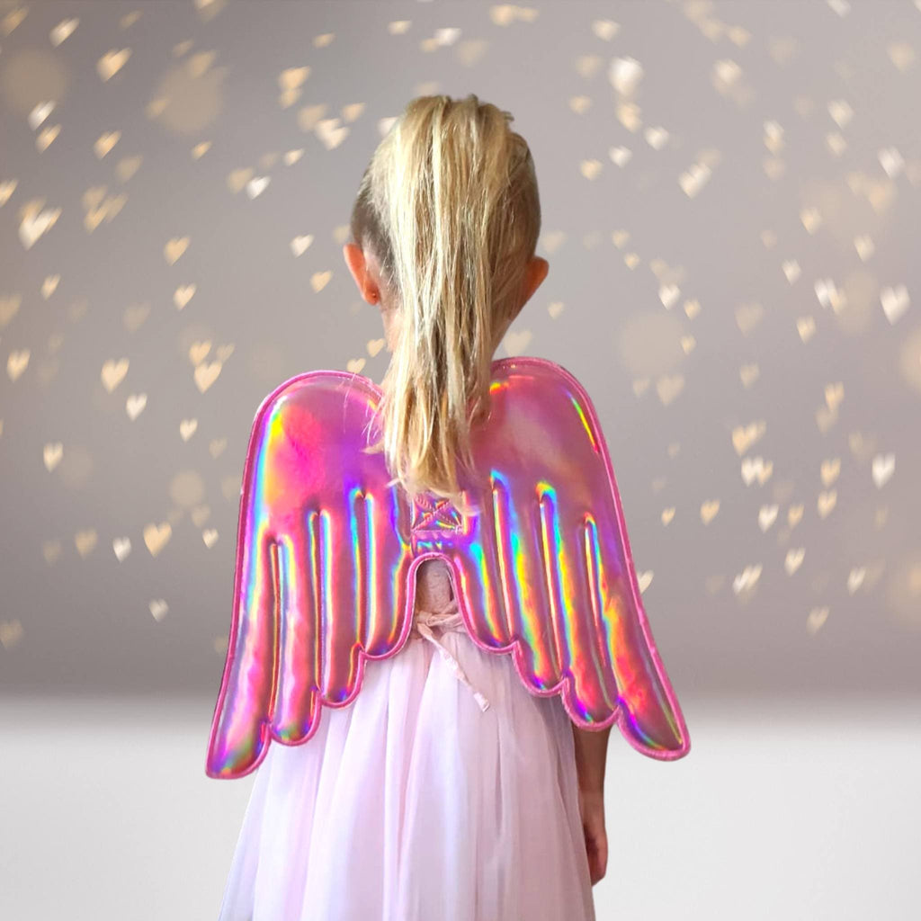 Girls Hologram and Glitter Angel Wings Costume- Dress Up –